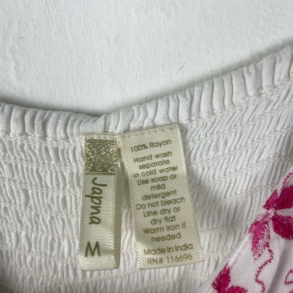 Japna White Mini Dress with Pink Embroidery Size Medium - Picture 8 of 12